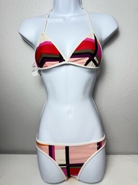 Randy Bikini Set Red Plaid Halter 2PC EU 36